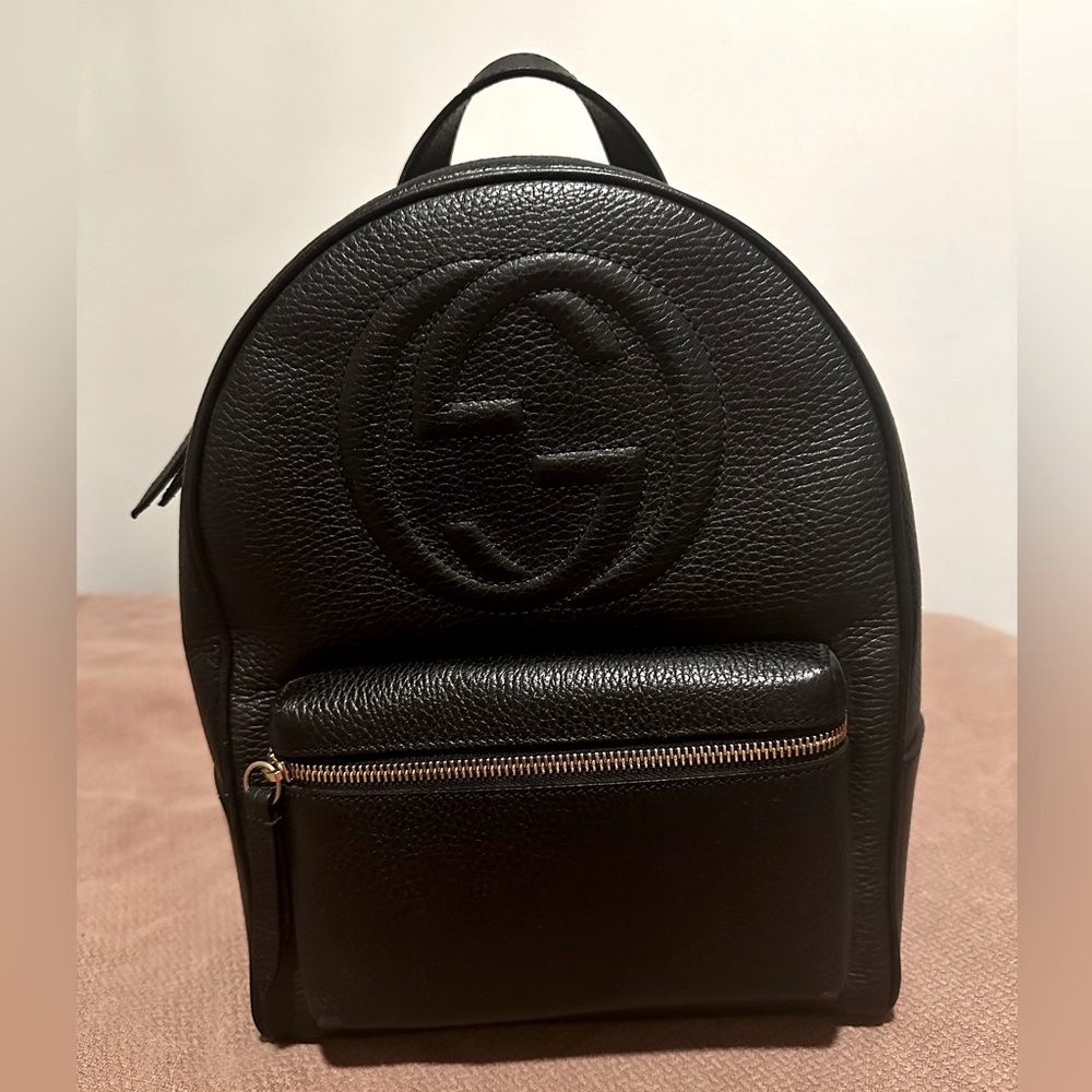 Authentic Gucci SoHo Interlocking Leather Backpack Ruck Sack